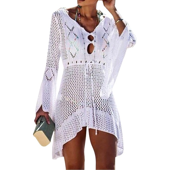 Off White High Low Beach Cover Up - Picture 1 of 4